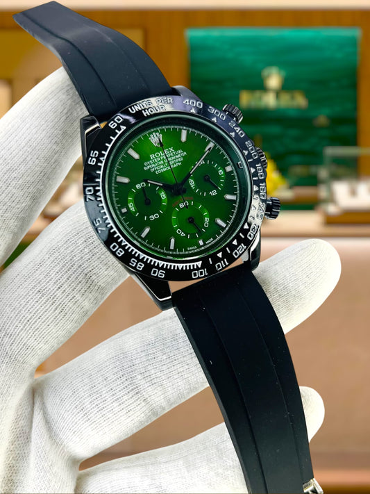 Emerald Racer Swiss-Made Chronograph | Luxury Sports Watch with Emerald Green Dial & Ceramic Bezel